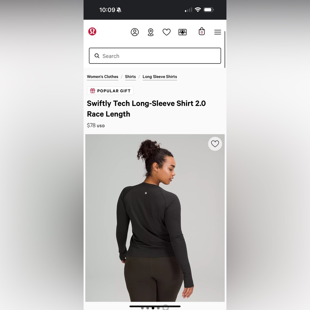 Lululemon Swiftly Tech Long-Sleeve Shirt 2.0
Race Length